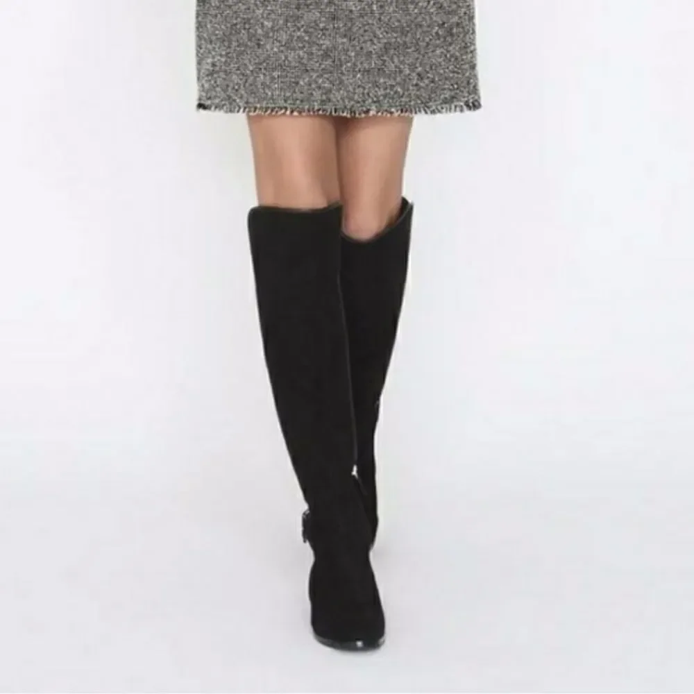 LK Bennett Delila Black Suede Over the Knee Boot Sz 38.5